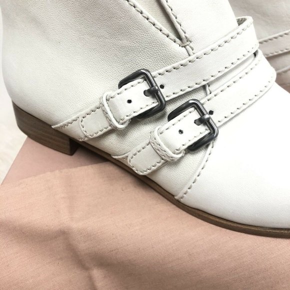 NIB Miu Miu Leather Strap Buckle Aviator Pointed Saint Laurent Ankle Boots 38.5 - Picture 4 of 8
